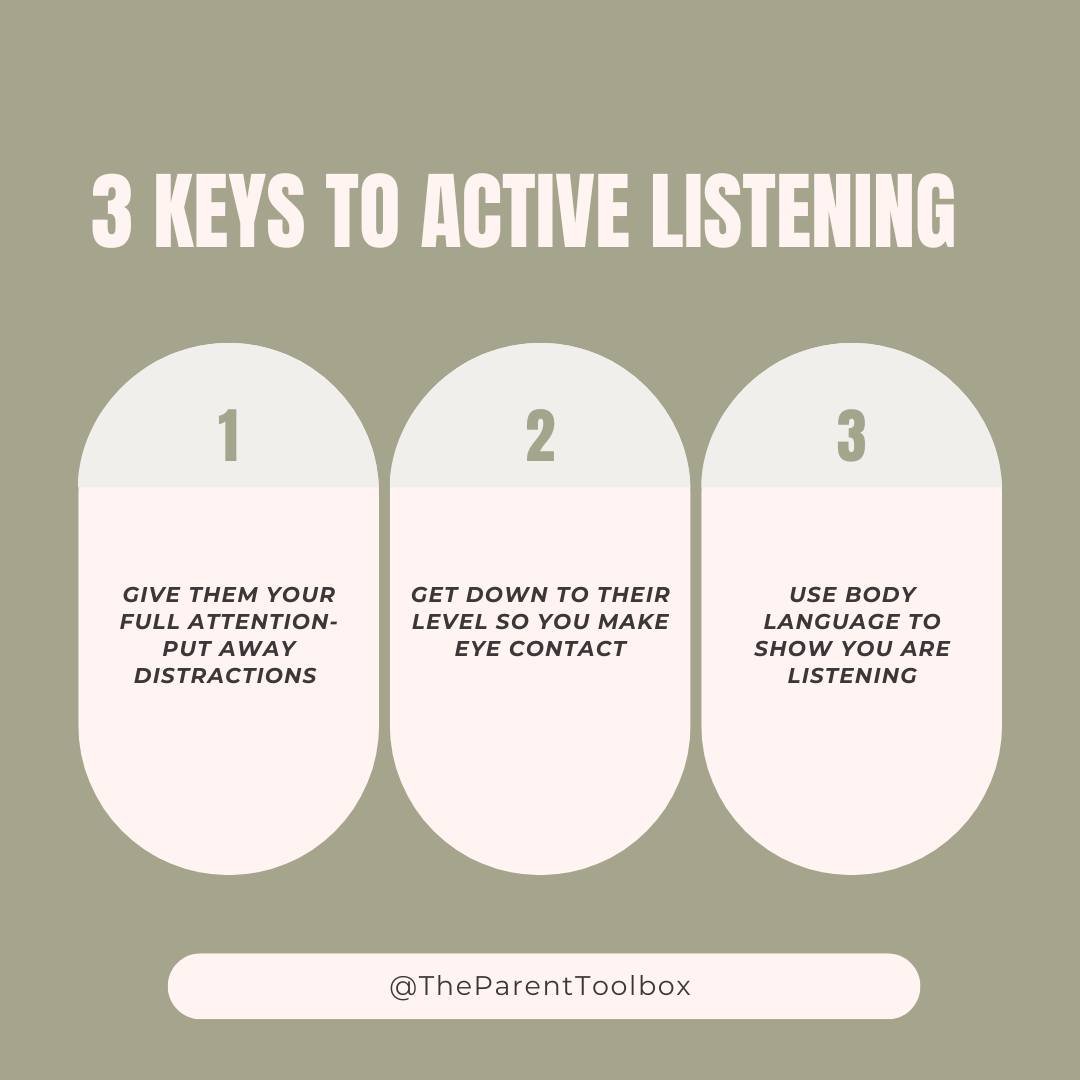 When your child is speaking, give them your full attention! 👂 

These 3 tips not only validate their feelings and thoughts, making them feel respected and loved but also encourage open communication and trust, fostering a stronger parent-child relat