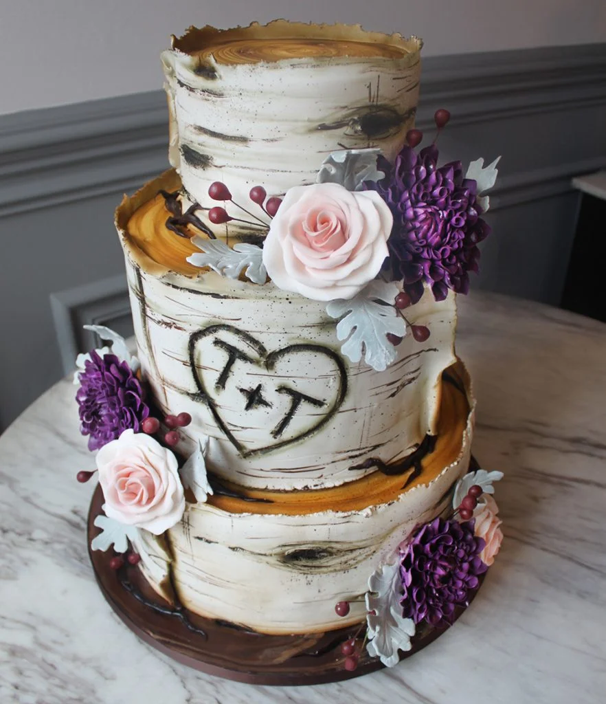 Birch & Rose Wedding Cake