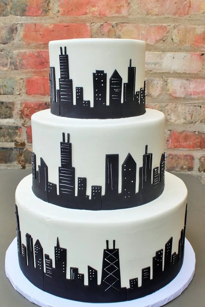 Sky High Skyline Wedding Cake