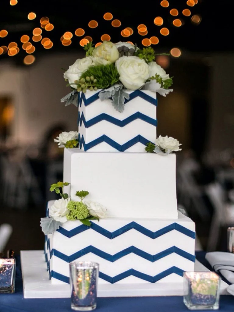 Blue Chevron Wedding Cake