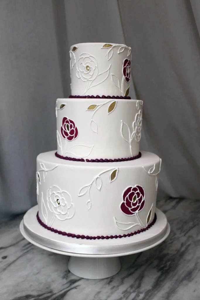 Floral Painted Wedding Cake