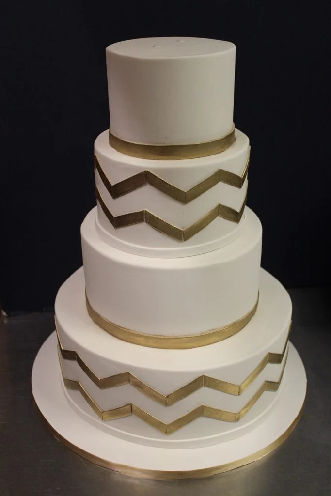 Gold Chevron Wedding Cake
