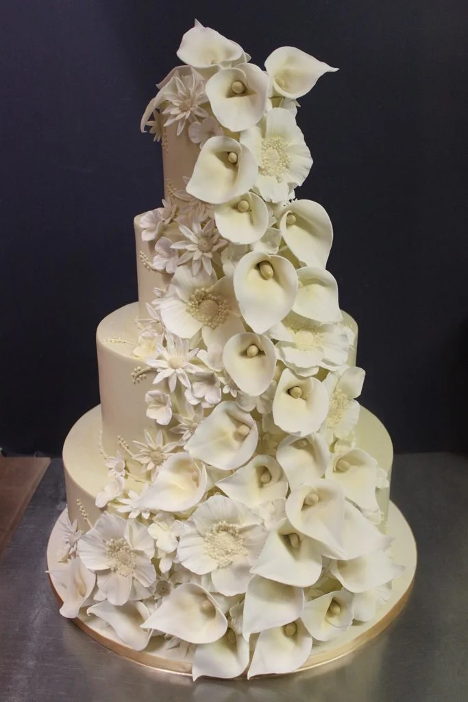 Ivory Calla Lily Cascade Wedding Cake