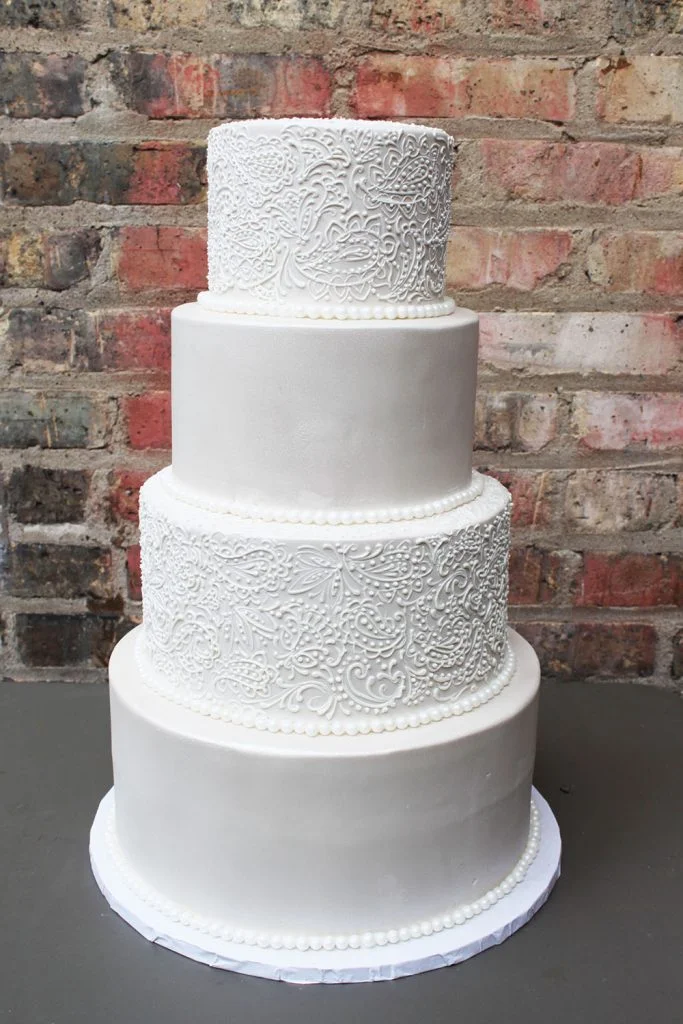 Paisley & Beading Wedding Cake