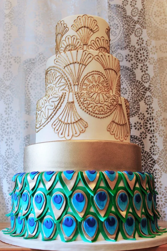Peacock Art Deco Wedding Cake