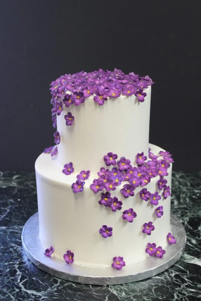 Violet Petals Wedding Cake