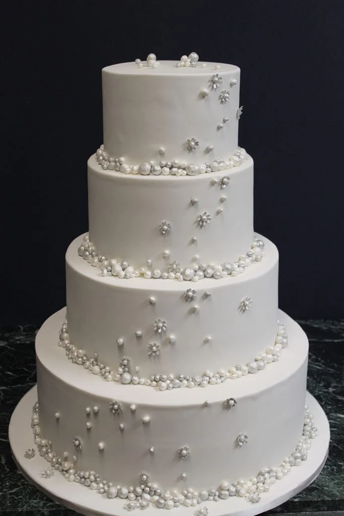 Silver Dot Cascade Wedding Cake