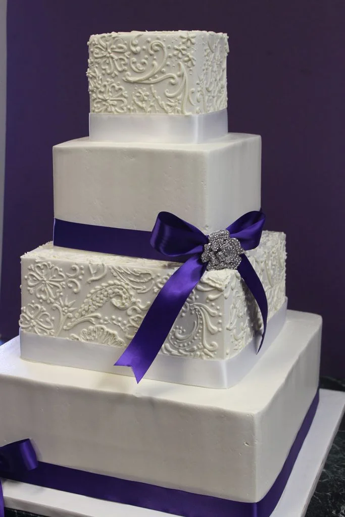 Purple Paisley Square Wedding Cake