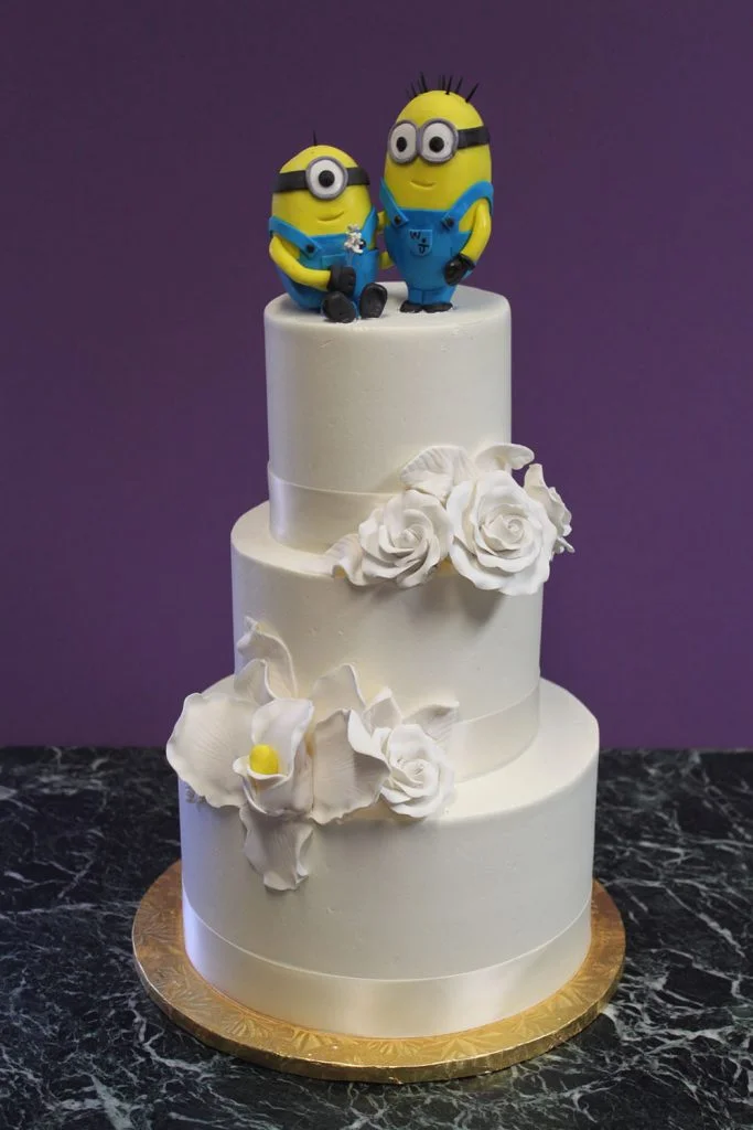 Classic White with Minion Wedding Cake