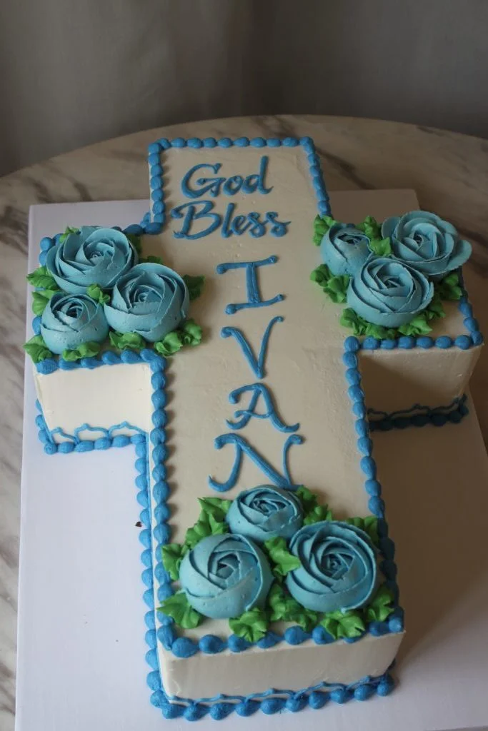 Boy's Baptism Cross Cake
