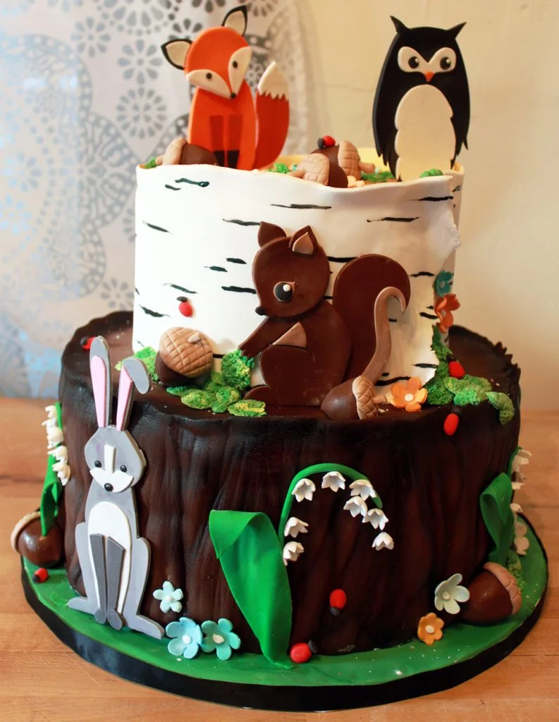 Woodland Animals Baby Cake