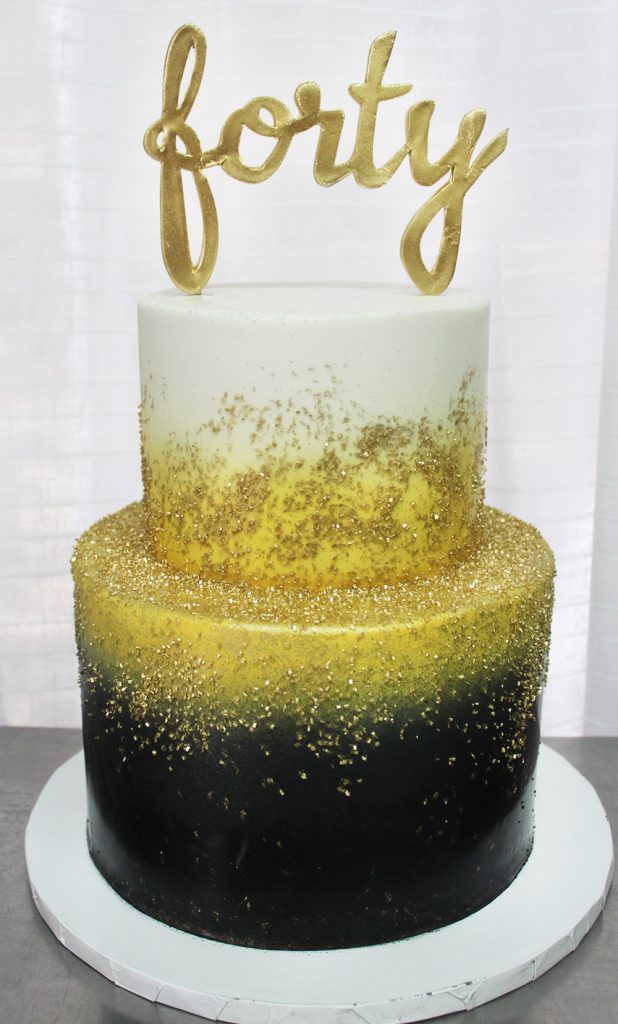 Black and Gold 40th Cake