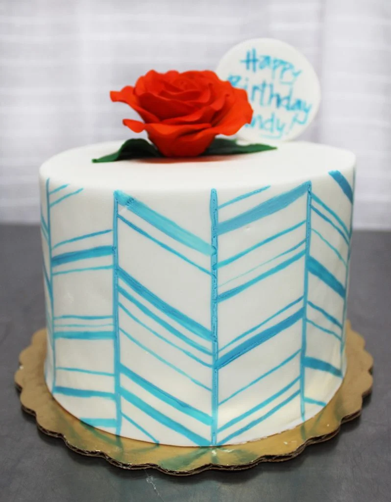 Blue Chevron Cake