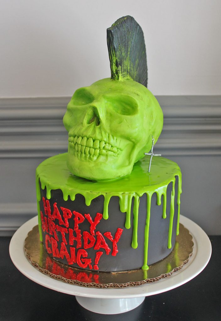 Green Drip Skull Cake