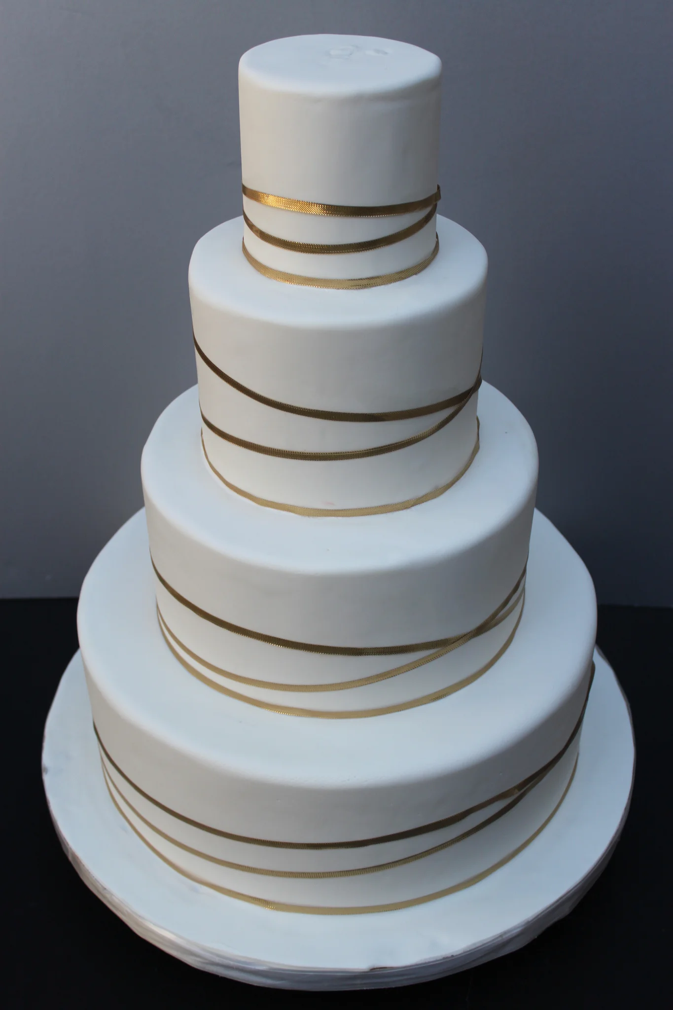 Gold Ribbon Wedding Cake