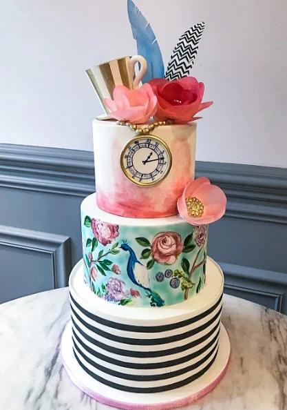 Modern Alice in Wonderland Cake