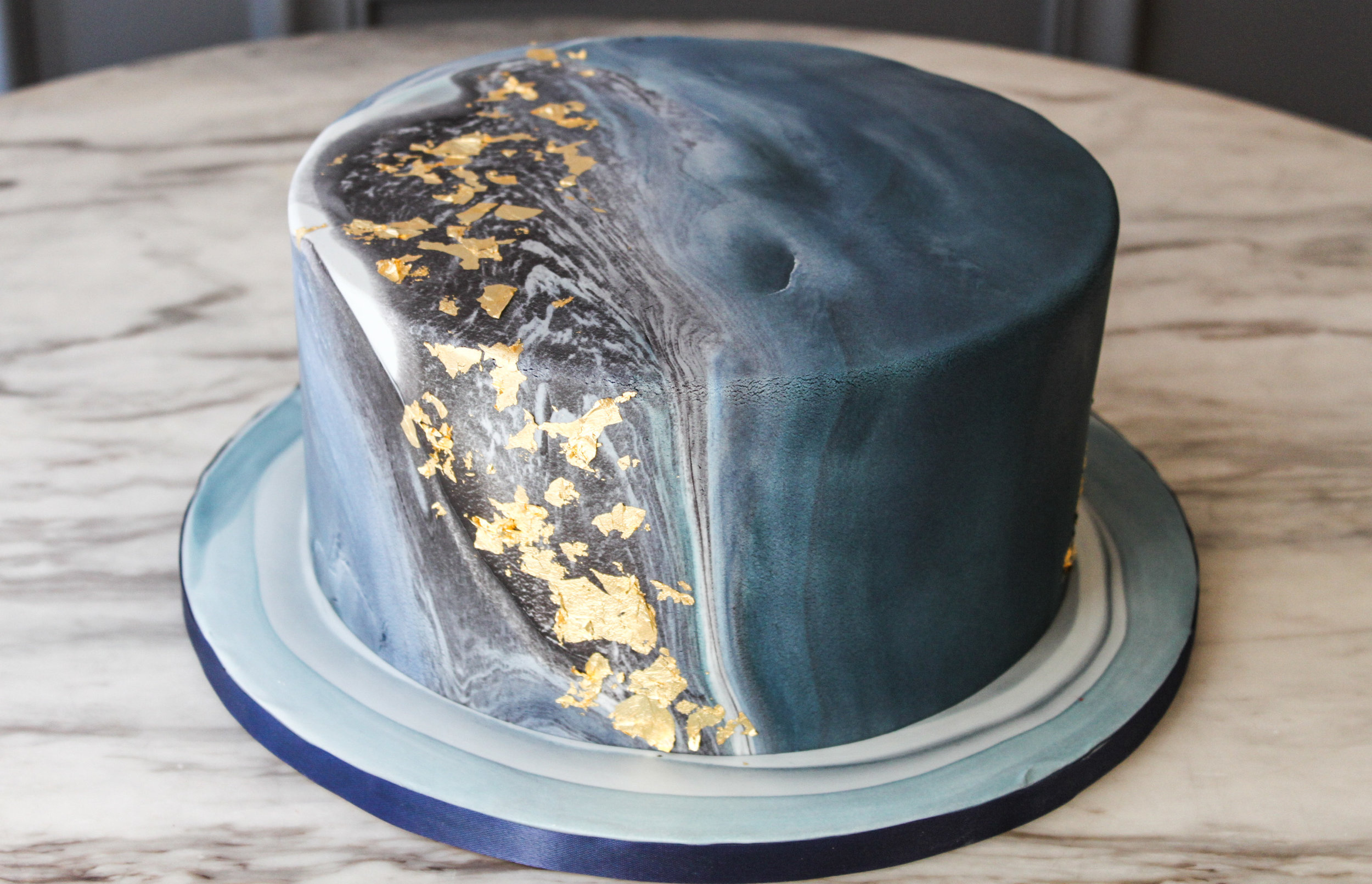 Marbled Blue & Gold Cake