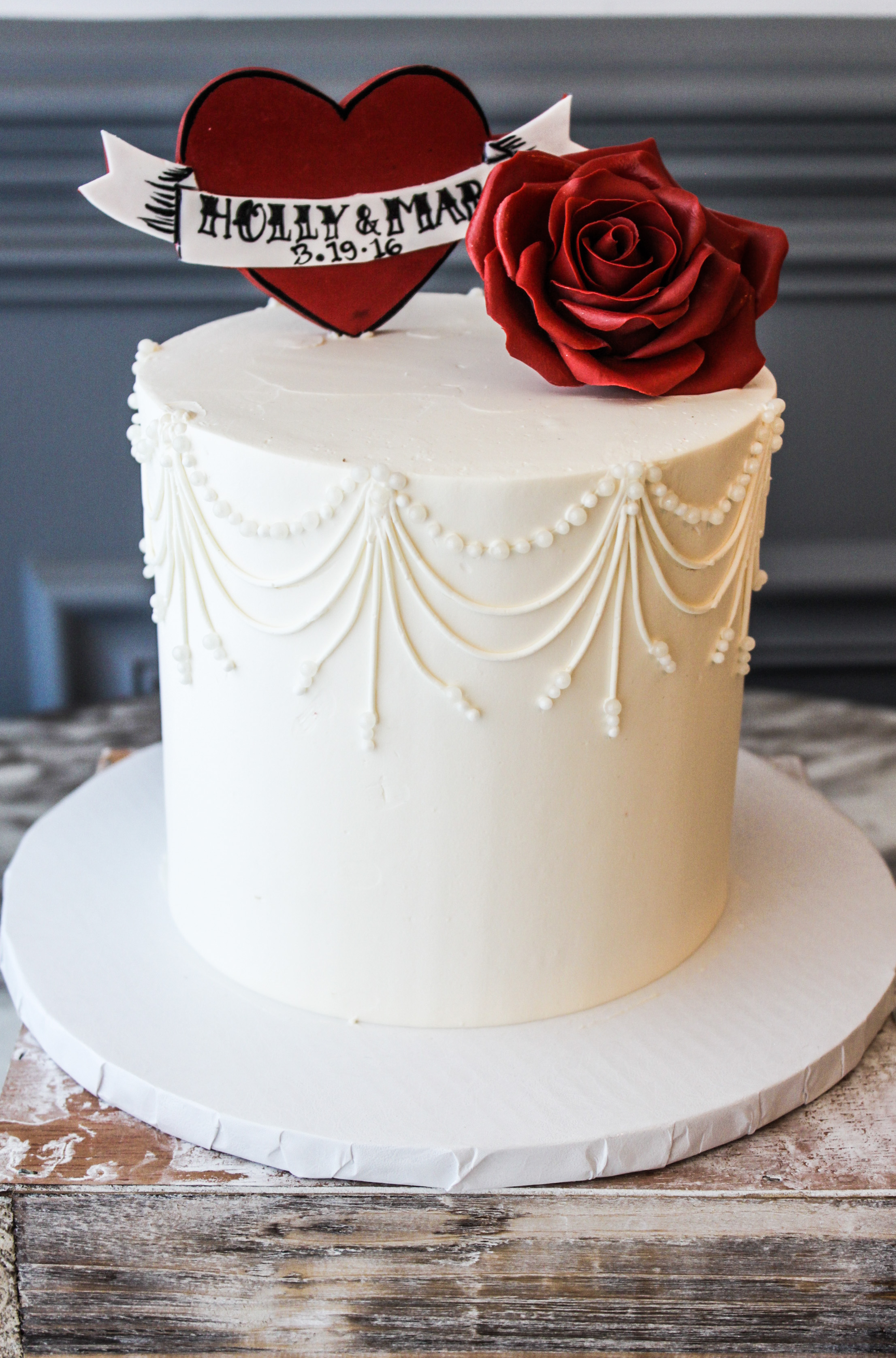 Heart & Rose Engagement Cake