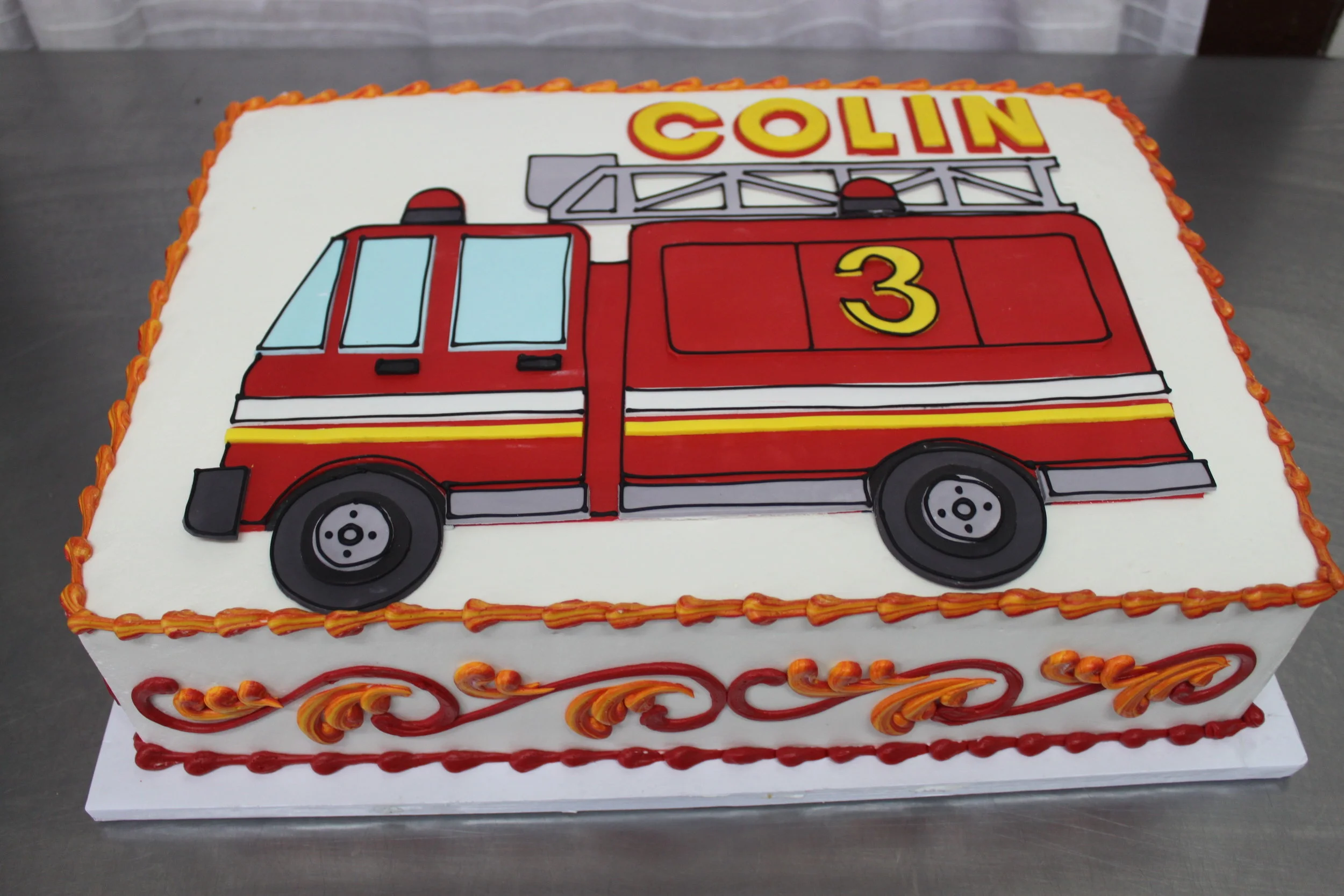 Firetruck Sheet Cake
