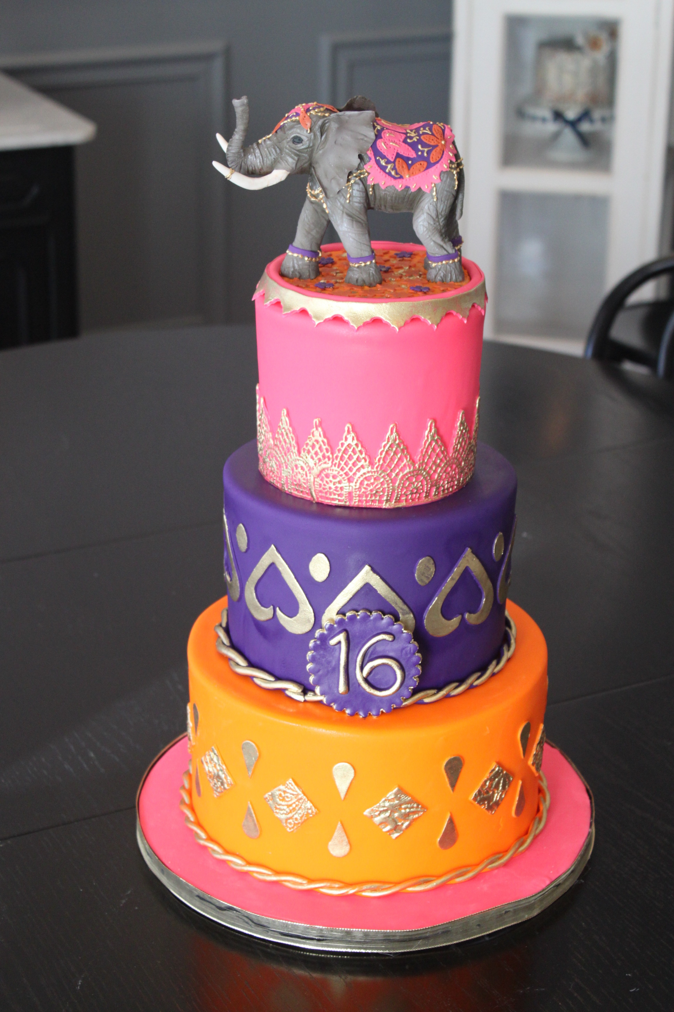 Colorful Elephant 16th Birthday Cake