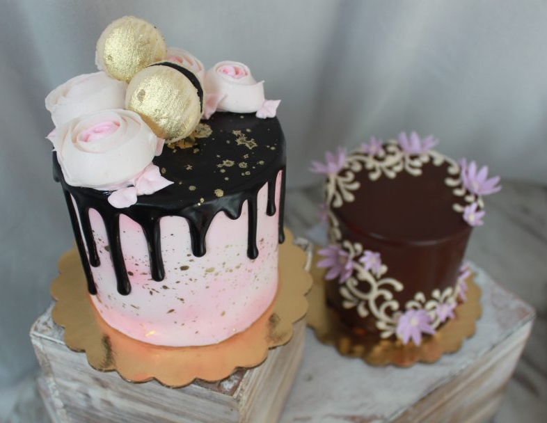 Blush, Gold, Ganache Cake