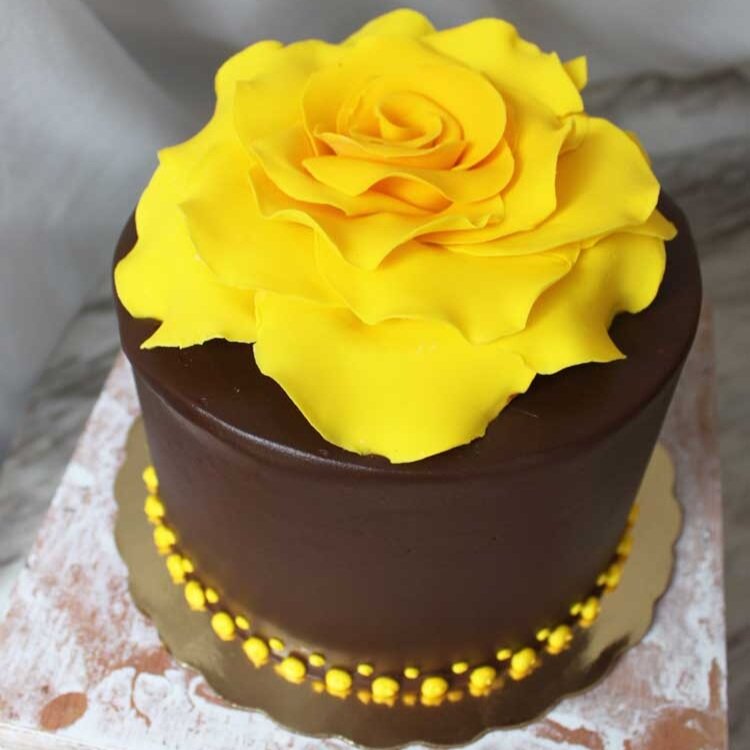 Yellow Flower Ganache Cake