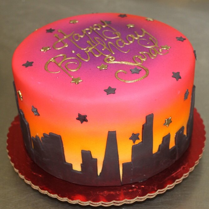 Sunset Skyline Cake