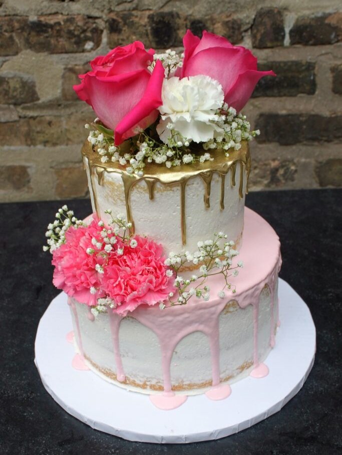 Gold & Pink Drip Cake