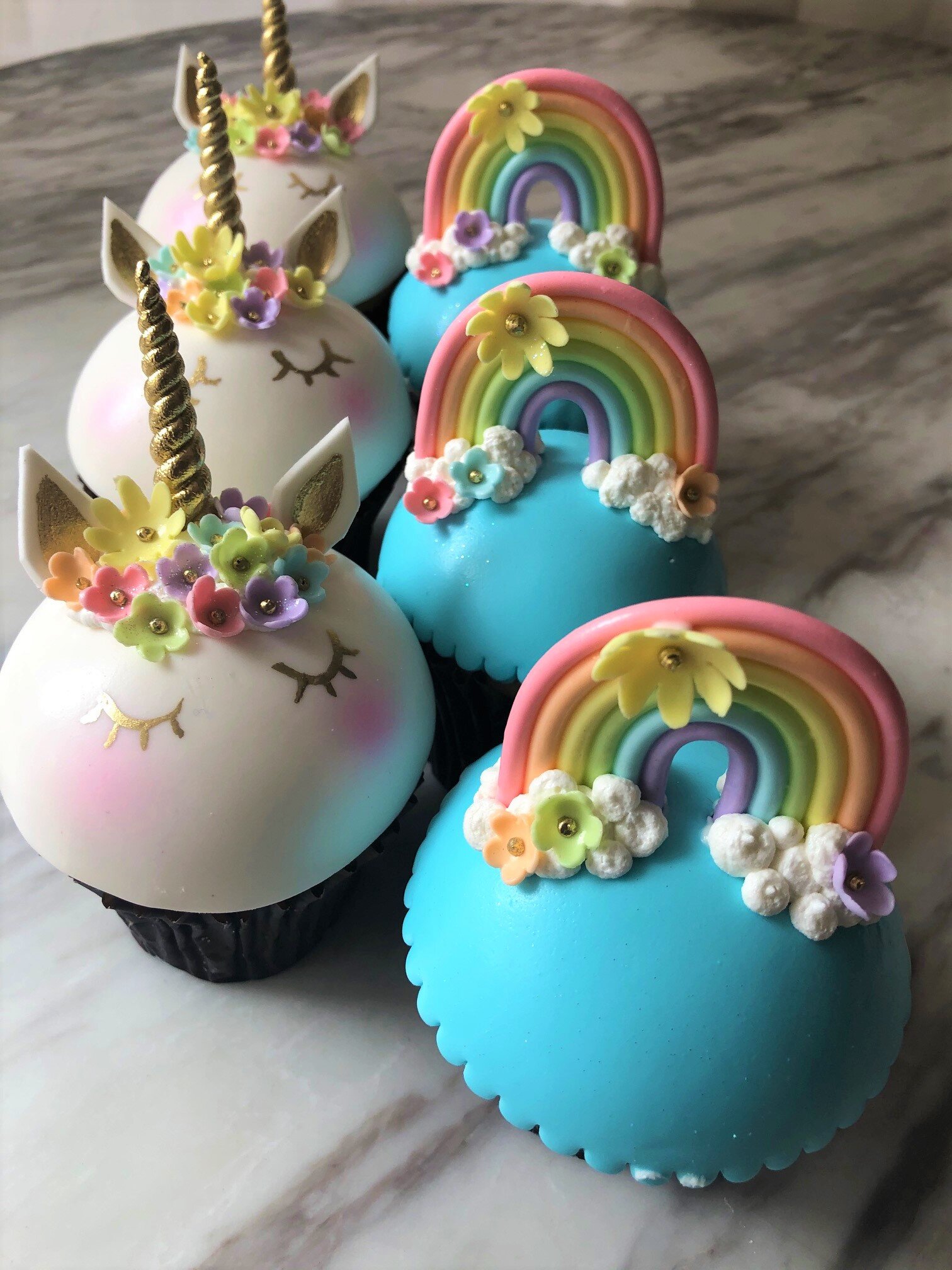 Unicorn and Rainbow Cupcakes