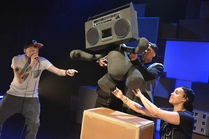 Boom box theatre puppet made by Stitches and Glue
