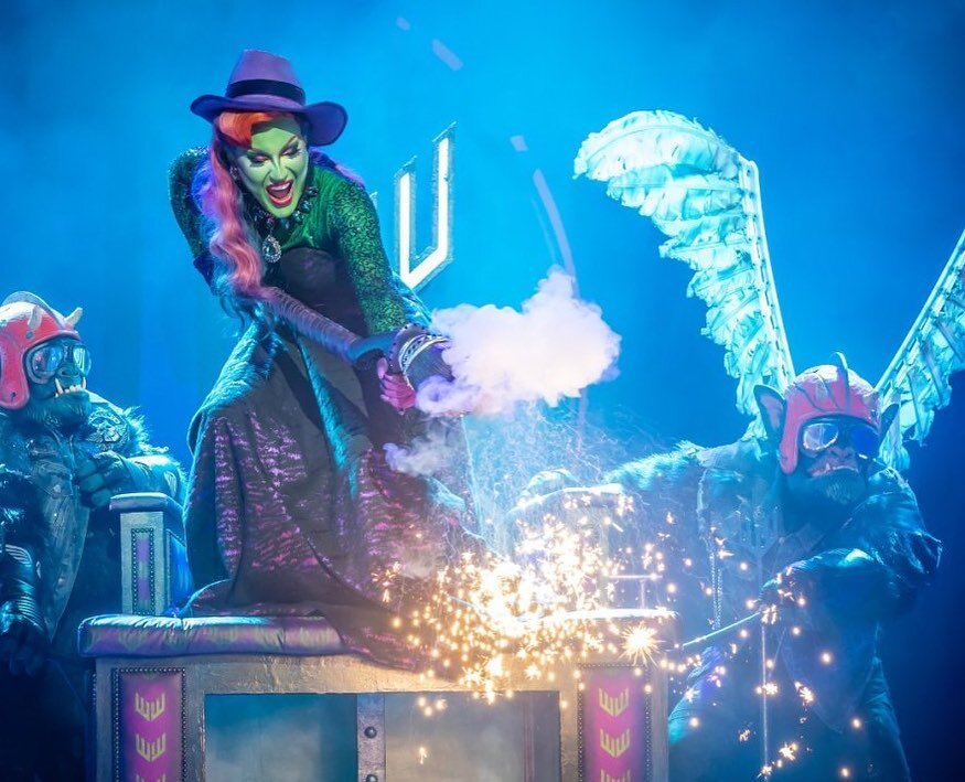 Fantastic production shots of the latest &lsquo;The Wizard of Oz UK Tour&rsquo; featuring the exquisite @thevivienne_  as the #wickedwitch and some familiar mutant biker pals of ours! Designed by @thecanning x @stitchesandglue (creature heads/hands a