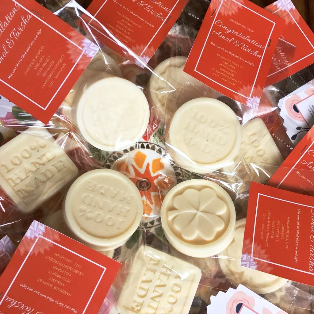 Mehendi  Give Aways - Gift Basket with Goats Milk Lavender soap & custom designed cards. 