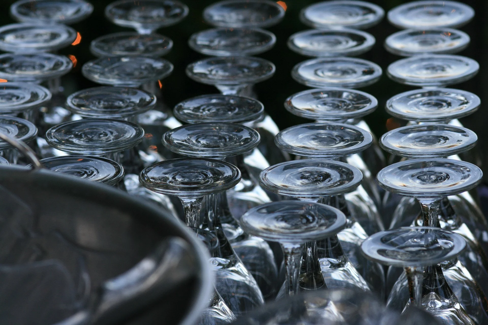 Racked glassware, back of house