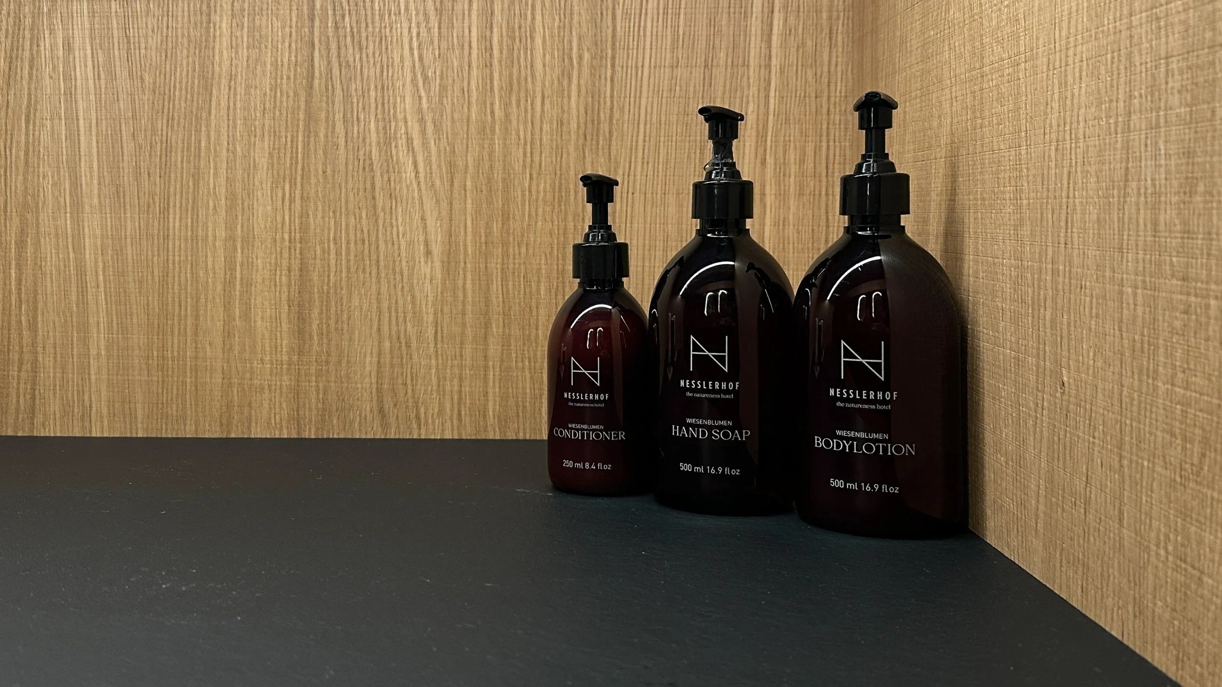 Hotel Nesslerhof Großarl “Lebensfreude” Double Room bathroom amenities. Image: Ben Schmidt.
