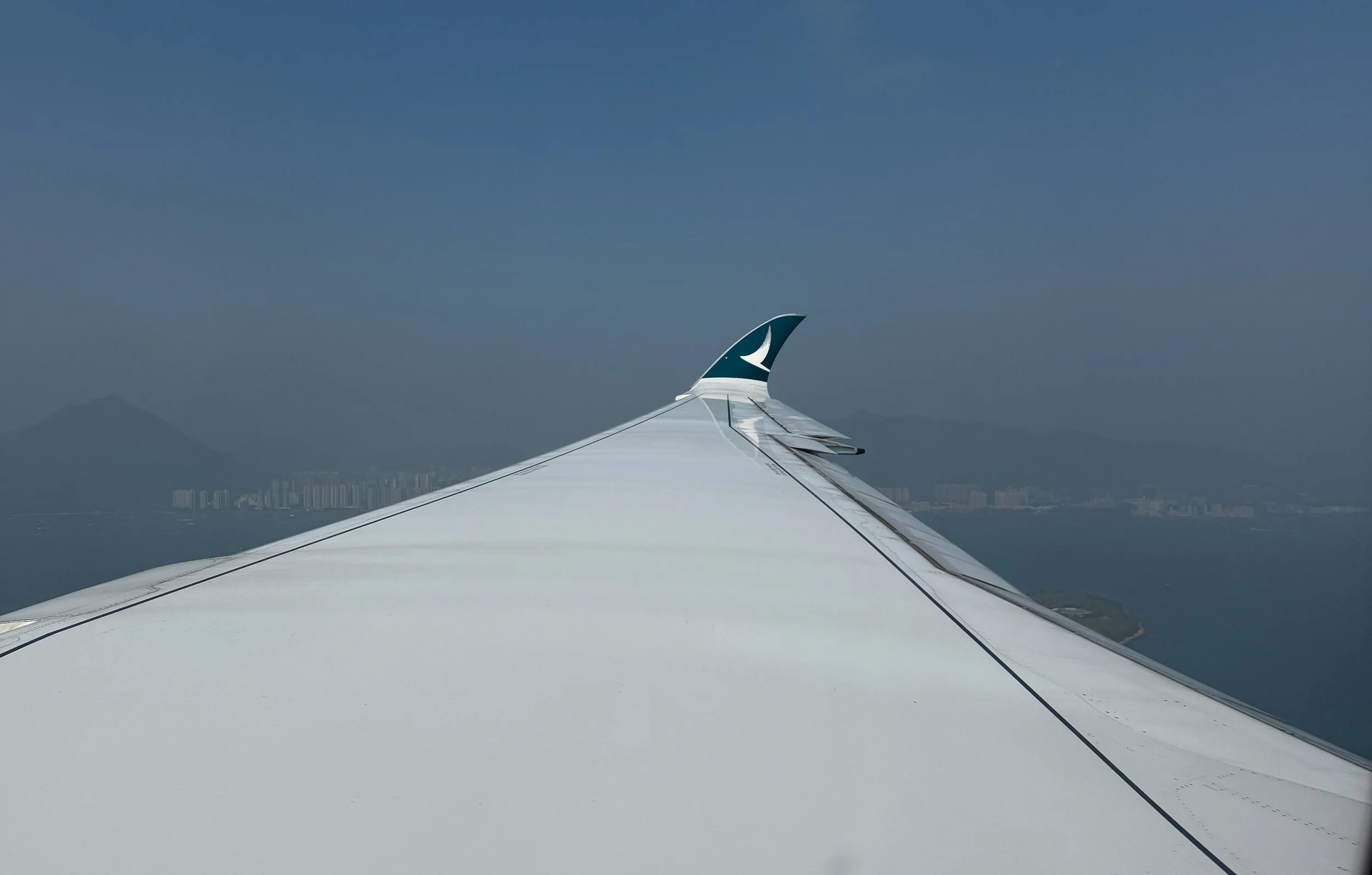 Cathay Pacific A350-1000 view over the wing. Image: James Hayes.