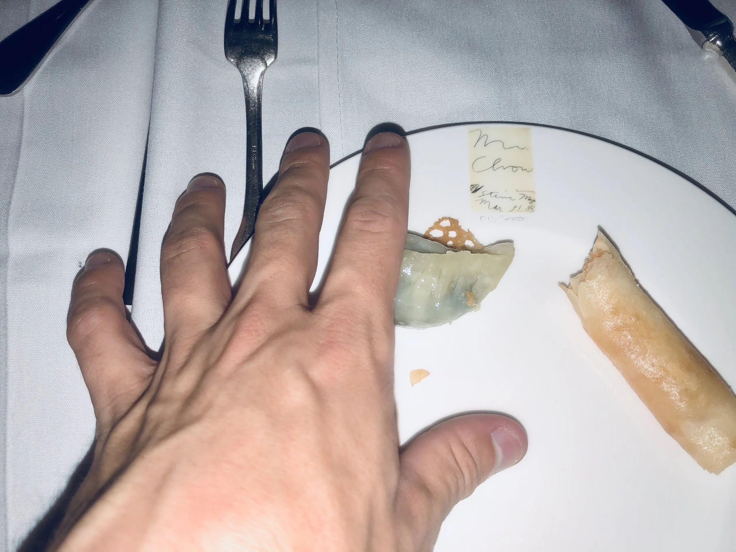 My hand touching a plate (2018)