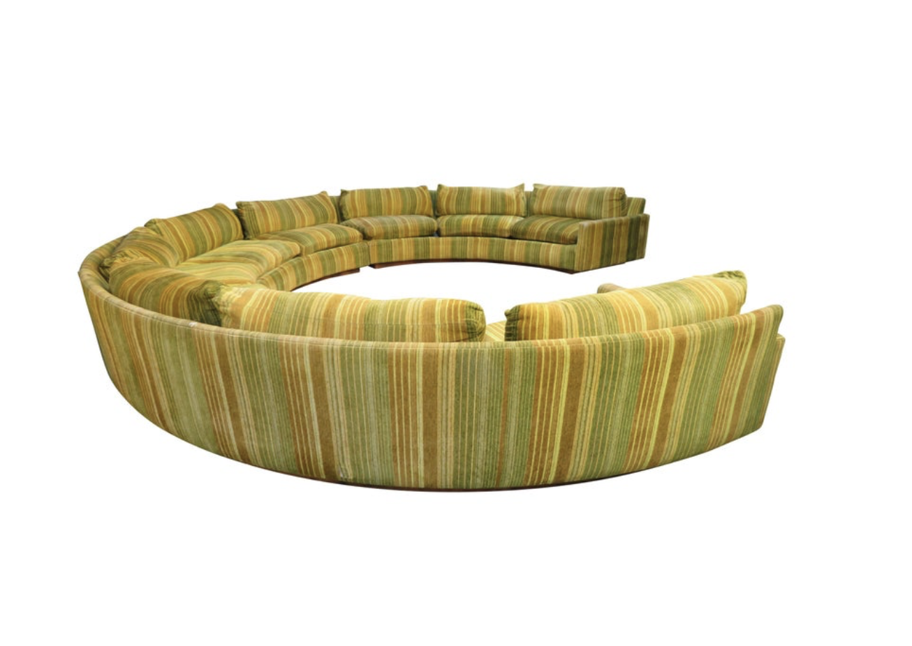 Spectacular Three-Piece Milo Baughman Circular Sofa Rosewood Mid-Century Modern