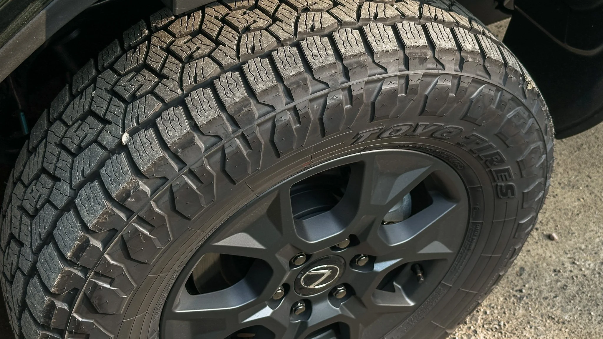 All-terrain tires on the 2026 Lexus GX 550 Overtrail+. Image: Ben Yamin Schmidt.