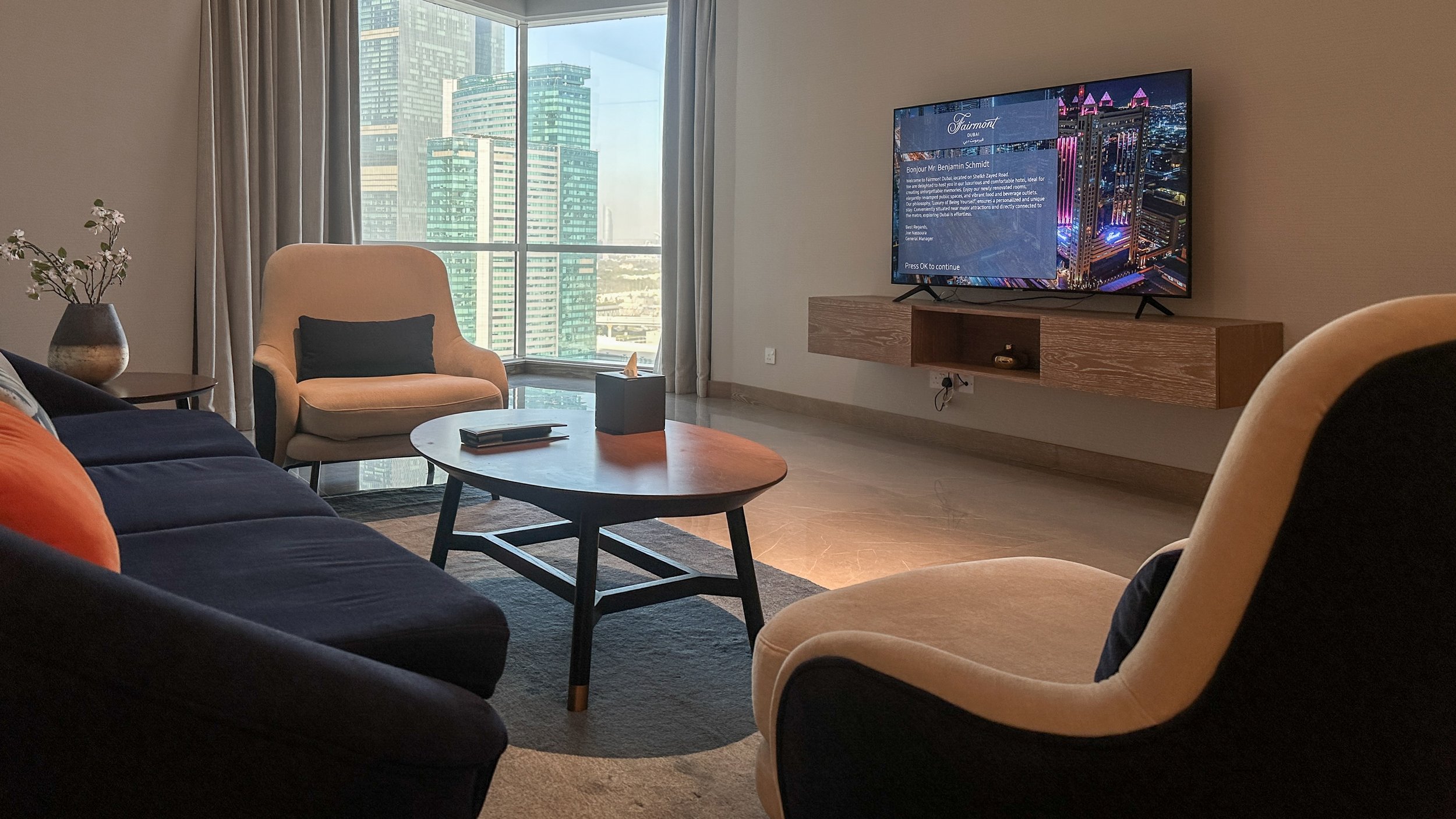 Two Bedroom Suite at the Fairmont Dubai. Image: Ben Schmidt.