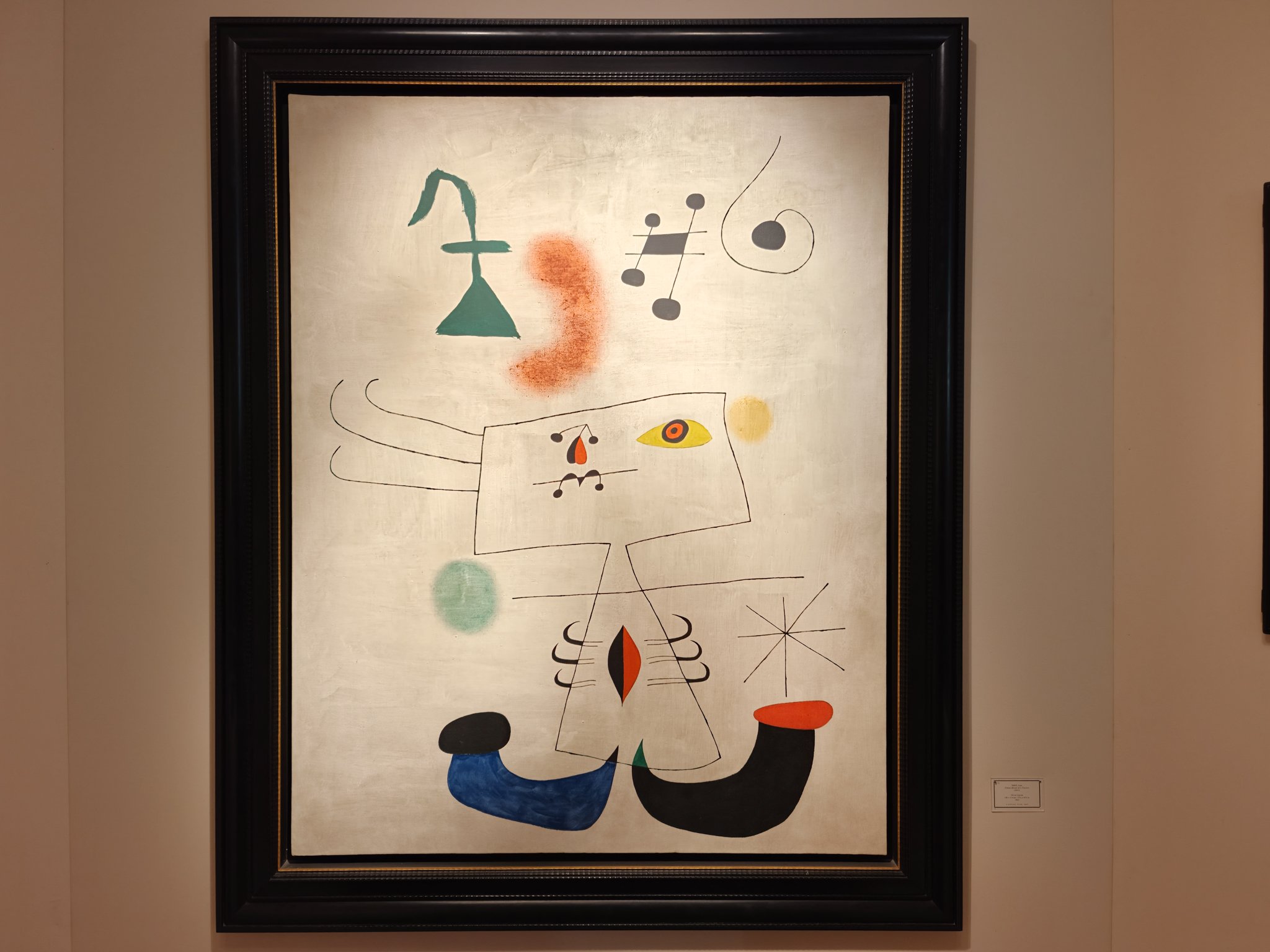 Joan Miró, Femme rêvant de l’évasion, 1945 at Landau Fine Art. Oil on canvas, 146 × 114 cm. Image: Dan Latif.