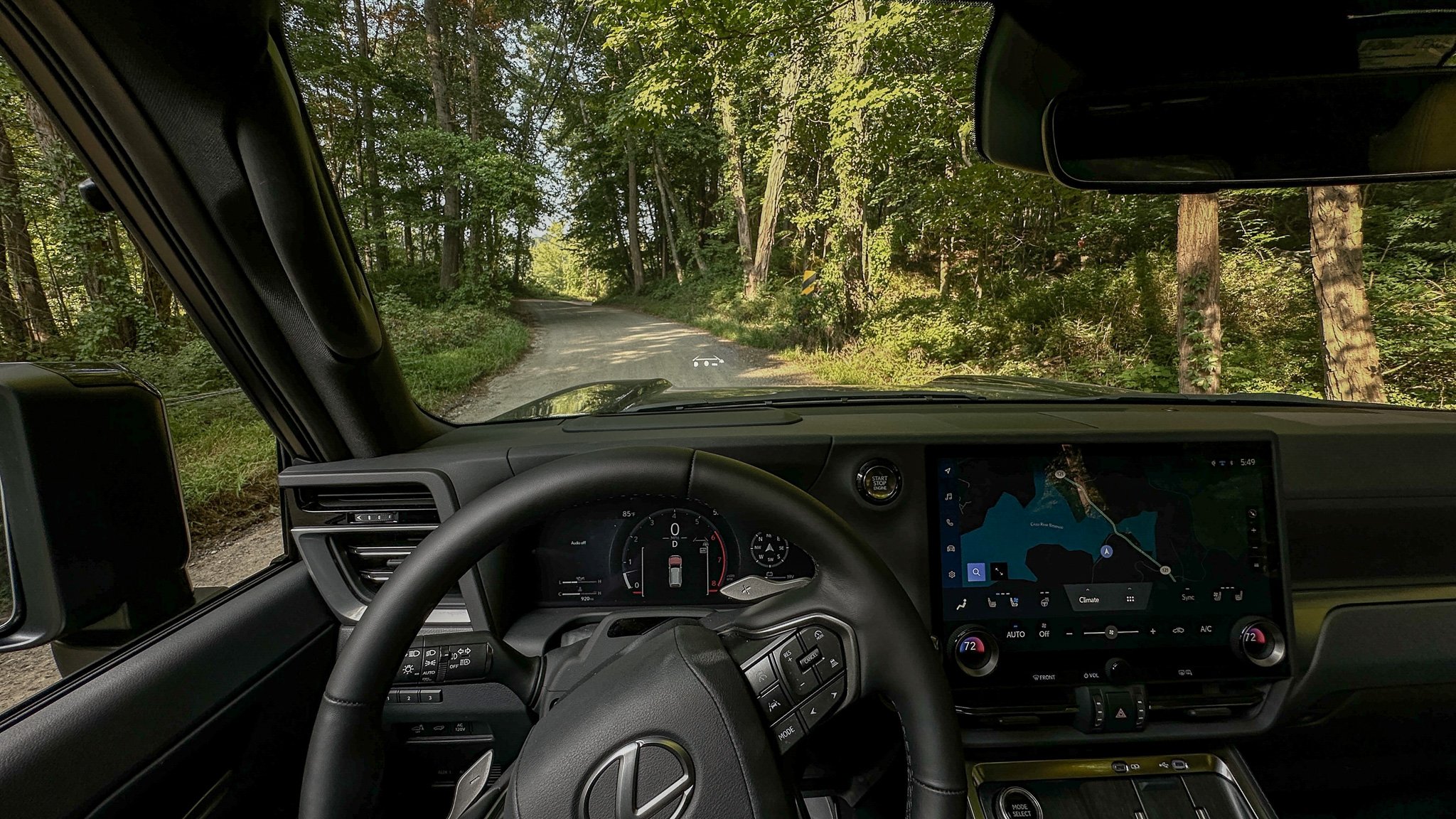 Driver’s view in the 2026 Lexus GX 550 Overtrail+. Image: Ben Yamin Schmidt.