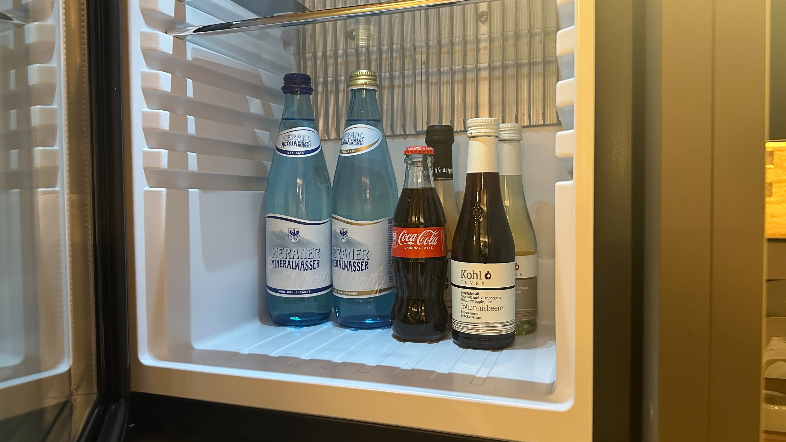 Minibar at Chalet Mirabell Hotel. Image: Ben Schmidt.