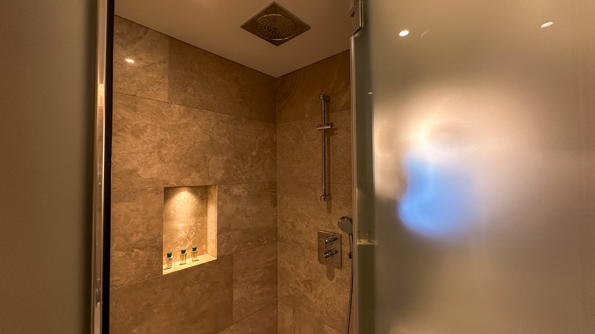Grand Hotel Kempinski Riga Junior Suite Bathroom shower. Image: Ben Schmidt.