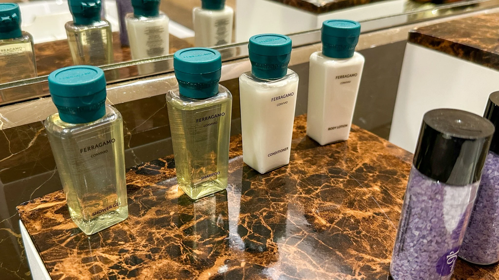 Grand Hotel Kempinski Riga Junior Suite Bathroom amenities. Image: Ben Schmidt.