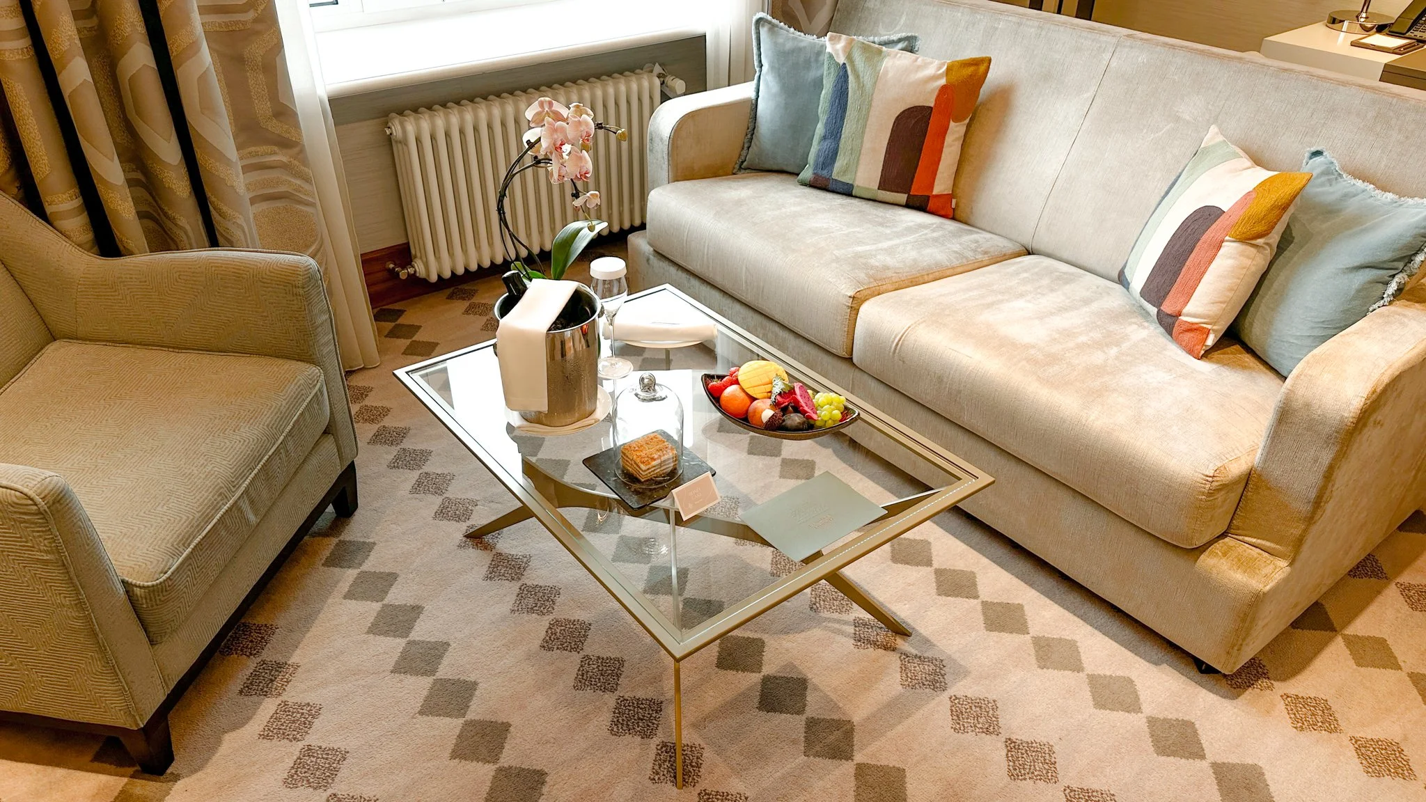 Grand Hotel Kempinski Riga Junior Suite with Park View sitting room. Image: Ben Schmidt.