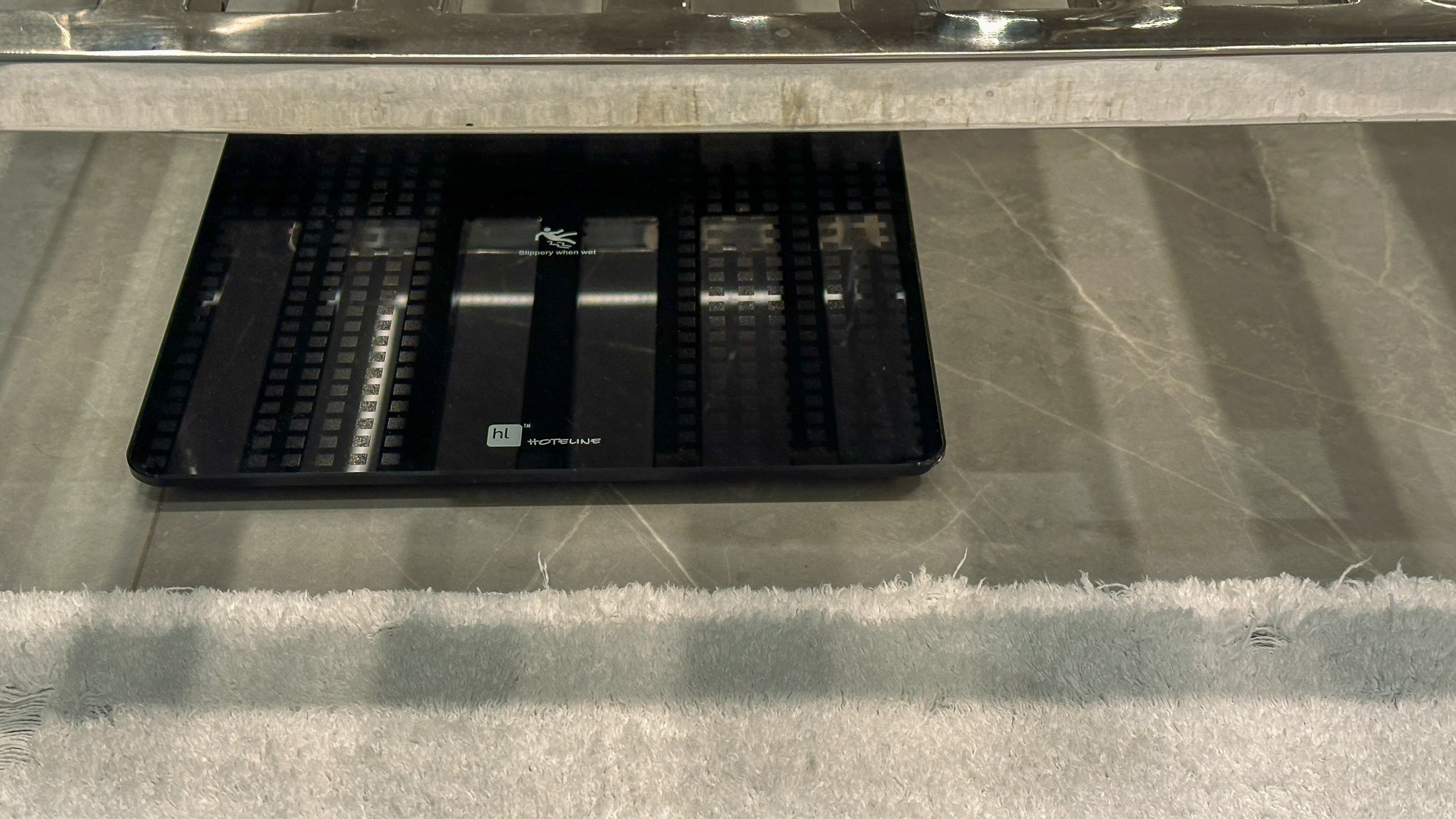 Weight scale in the Two Bedroom Suite at the Fairmont Dubai. Image: Ben Schmidt.