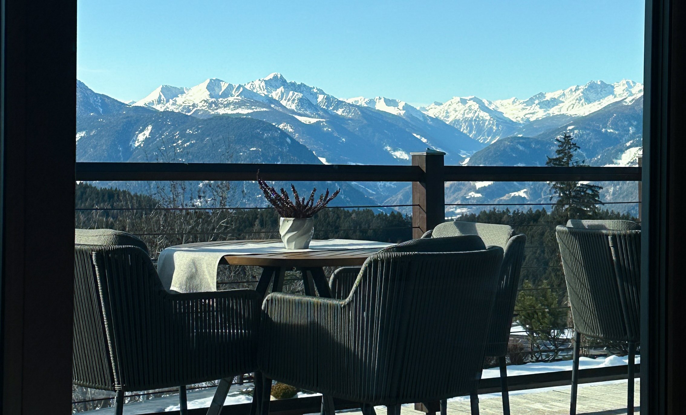 Chalet Mirabell Terrace View. Image: Ben Schmidt.