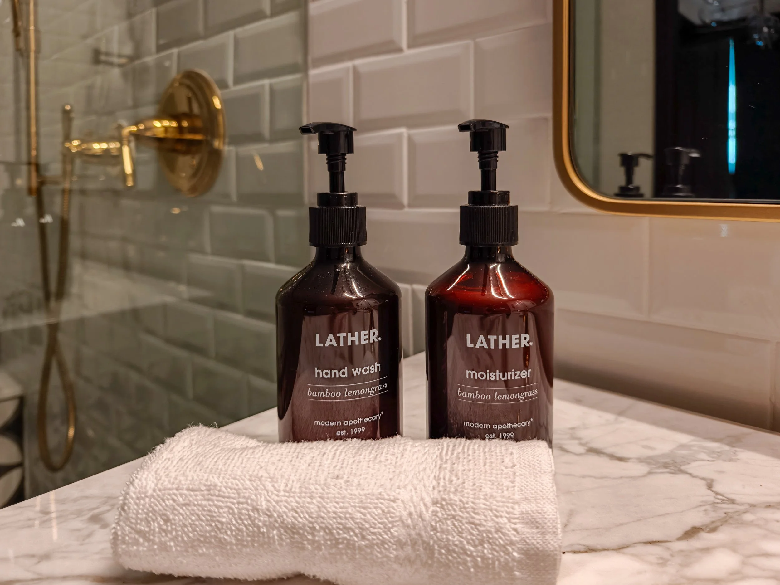 Bathroom Amenities by LATHER. Image: Dan Latif.
