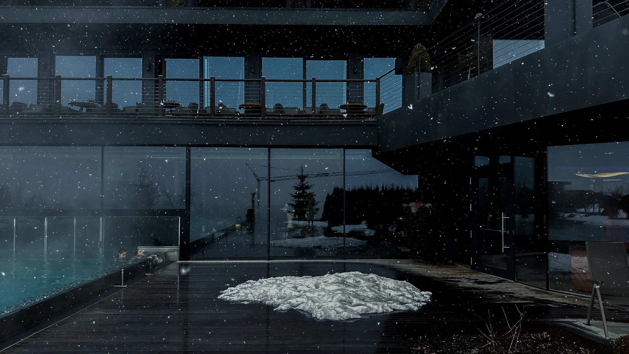 Chalet Mirabell architecture in the snow. Image: Ben Schmidt.