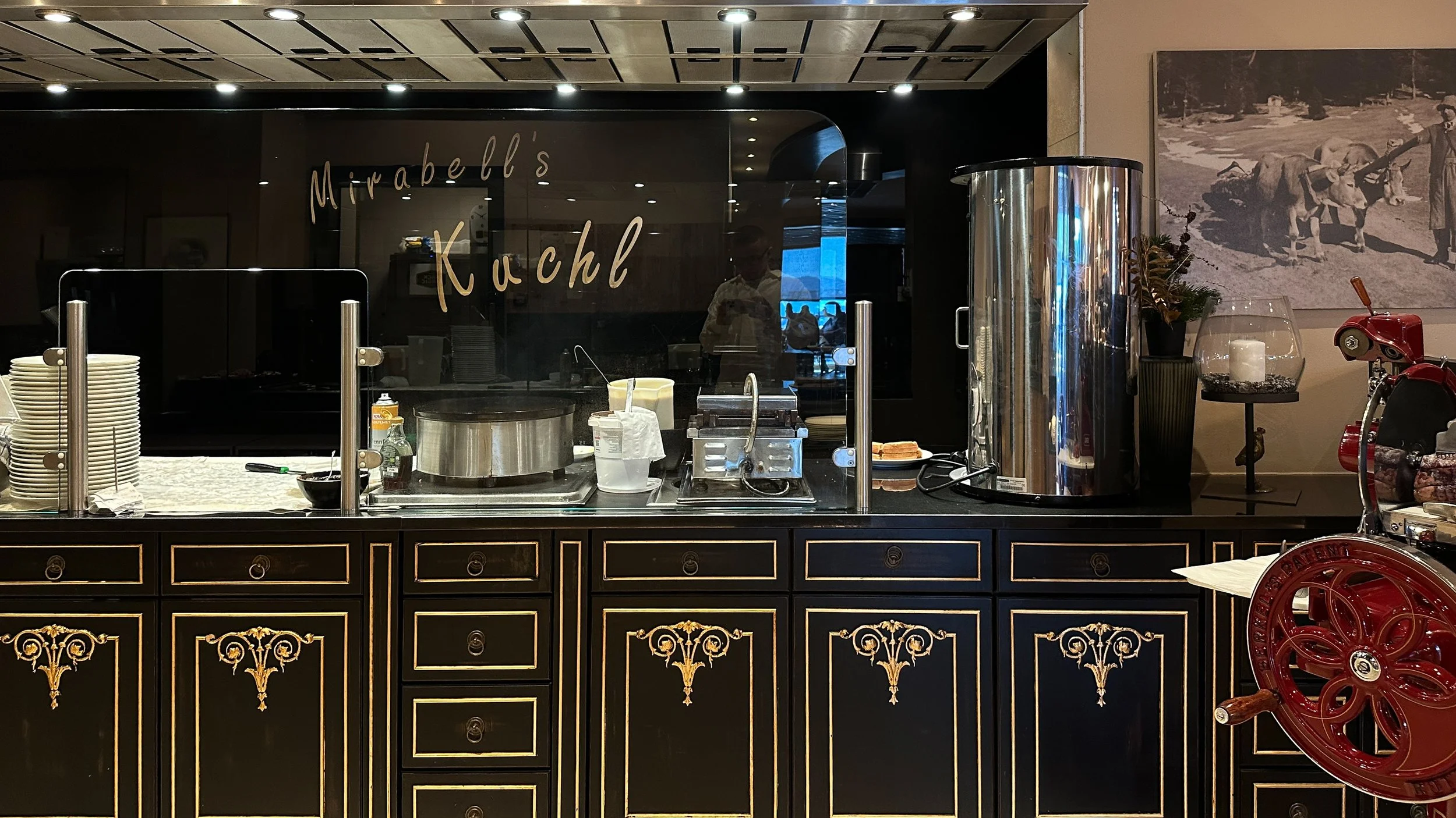 Chalet Mirabell Buffet Kitchen. Image: Ben Schmidt.